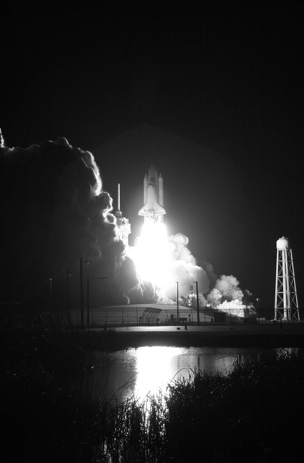 Black and White Photograph of a rocket